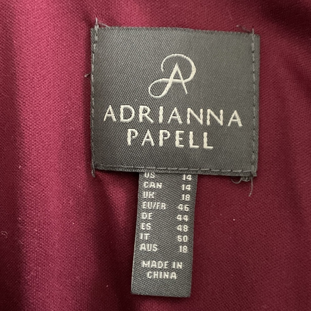 ADRIANA PAPELLE. Elegant Burgundy Women's   DRESSES SIZE 14 - Picture 8 of 9
